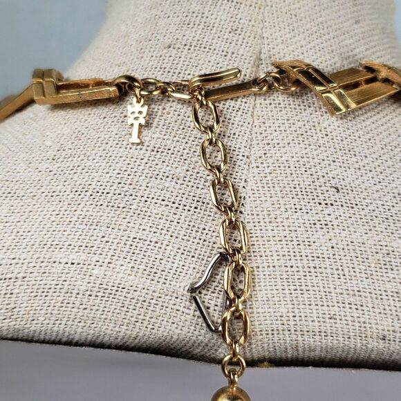 Vtg 1960s Crown Trifari Abstract Texture Brush Gold Plated 16" Choker Necklace - Picture 15 of 16